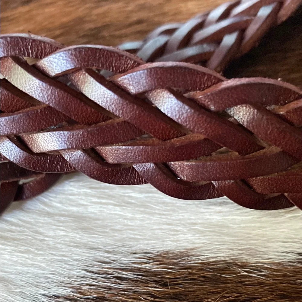 Patricia Nash Townsend Cognac Braided Leather Belt SZ S NEW - Picture 4 of 5